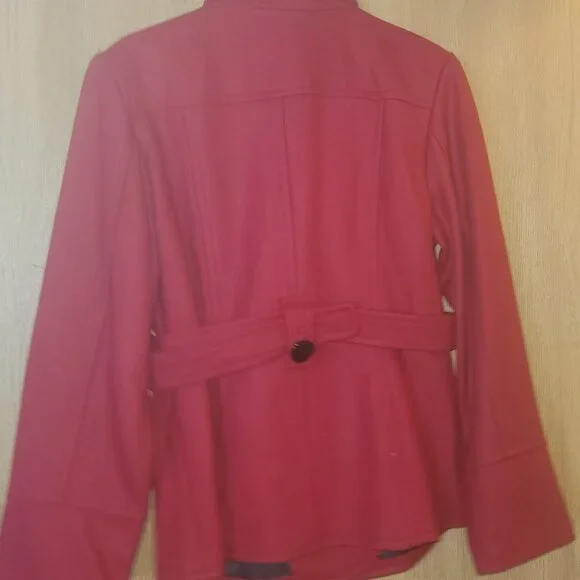 Red Ladies Pea Coat - Picture 3 of 6